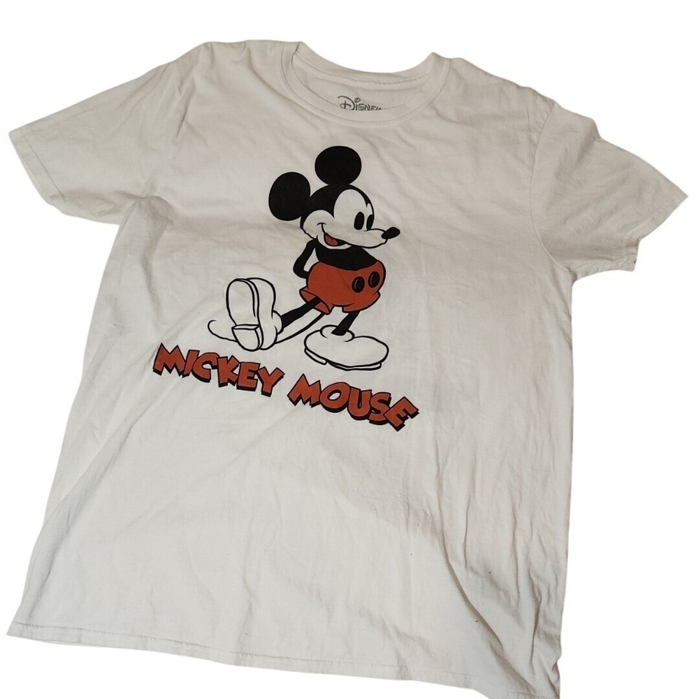 Disney Mickey Mouse T Shirt White Graphic Print Adult Cartoon Character